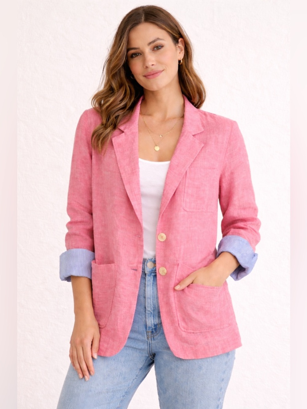 Souvenir / Clubbing Pink Linen Blazer Jacket - Italy - Sz M - NWT